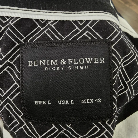 DENIM & FLOWER Ricky Singh Black and White Striped Shirt - Picture 3 of 4